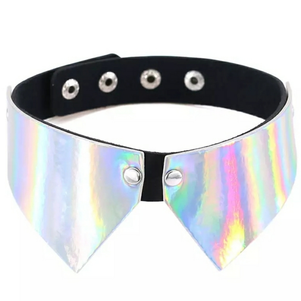 "It's Business" Silver Iridescent Collar Choker